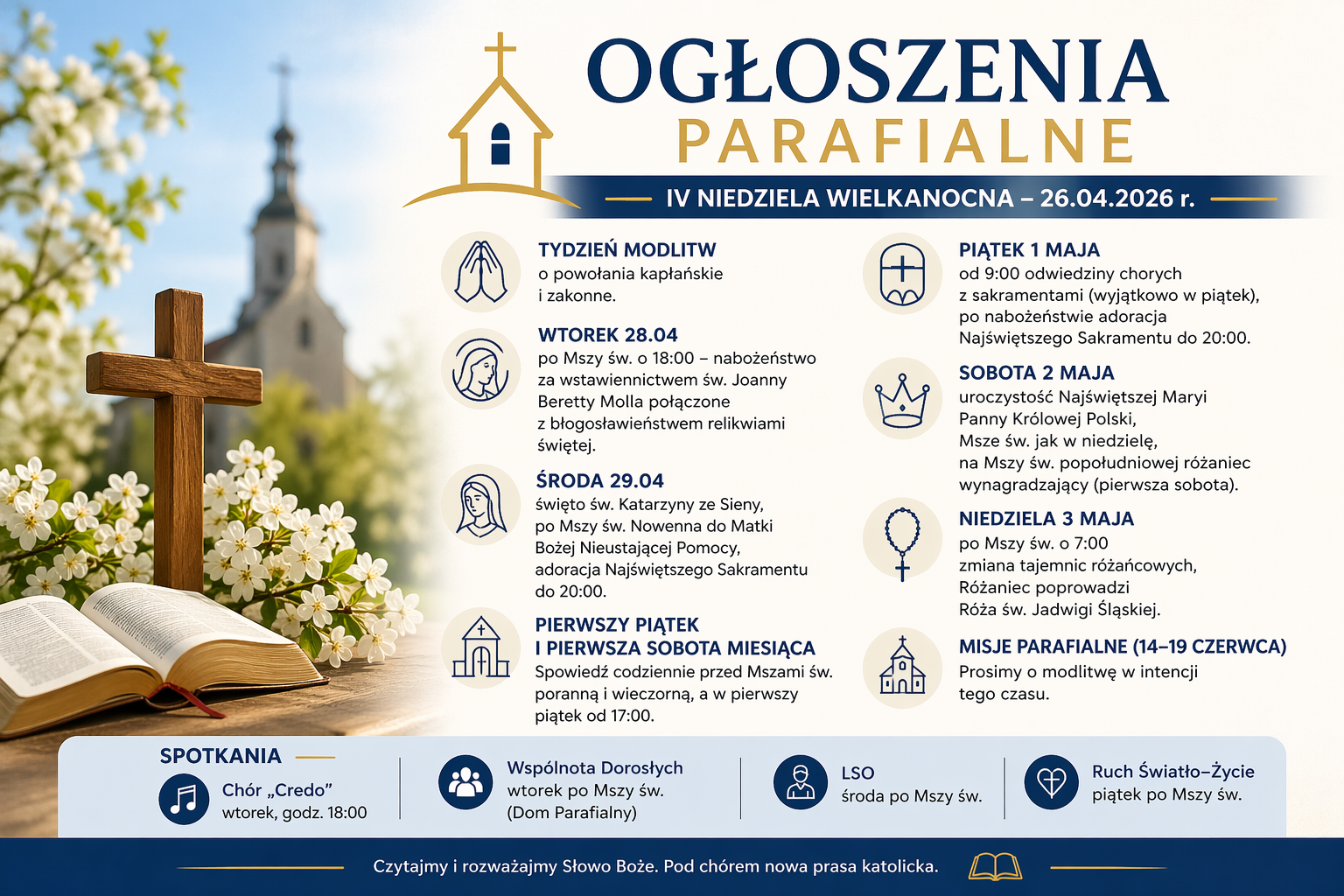 Ogłoszenia parafialne  IV Niedziela Wielkanocna – 26.04.2026 r.