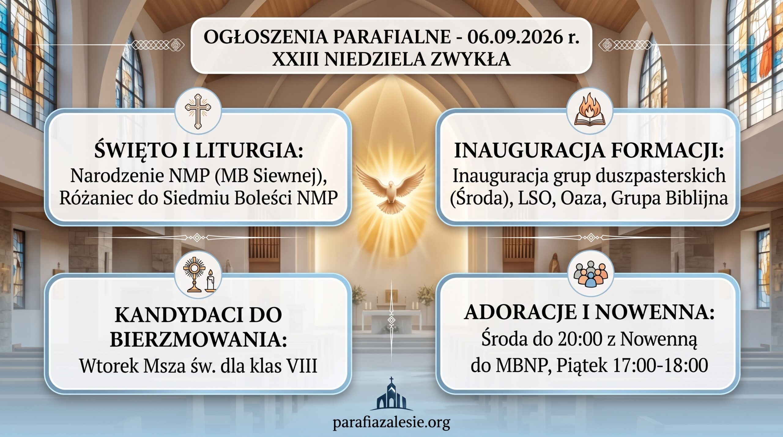 Ogłoszenia Parafialne  XXIII Niedziela Zwykła – 06.09.2026 r.